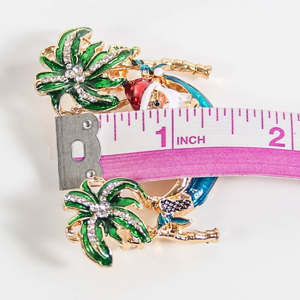 Tropical Santa Hammock Brooch – Holiday Palm Tree Pin - NEW - Picture 5 of 5